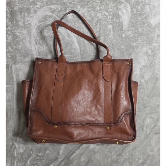Frye Handbags - FRYE Vintage Madison Campus Shop Large Weekend Tote Bag Brown  Leather Old Money